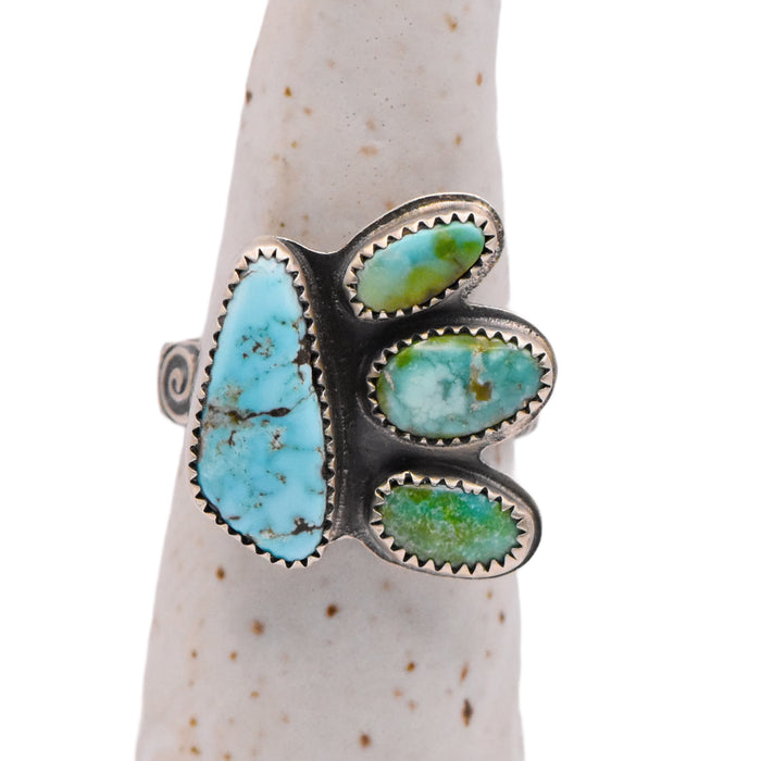 White Water & Sonoran Gold Turquoise Blooming Ring  / U.S. Size 9