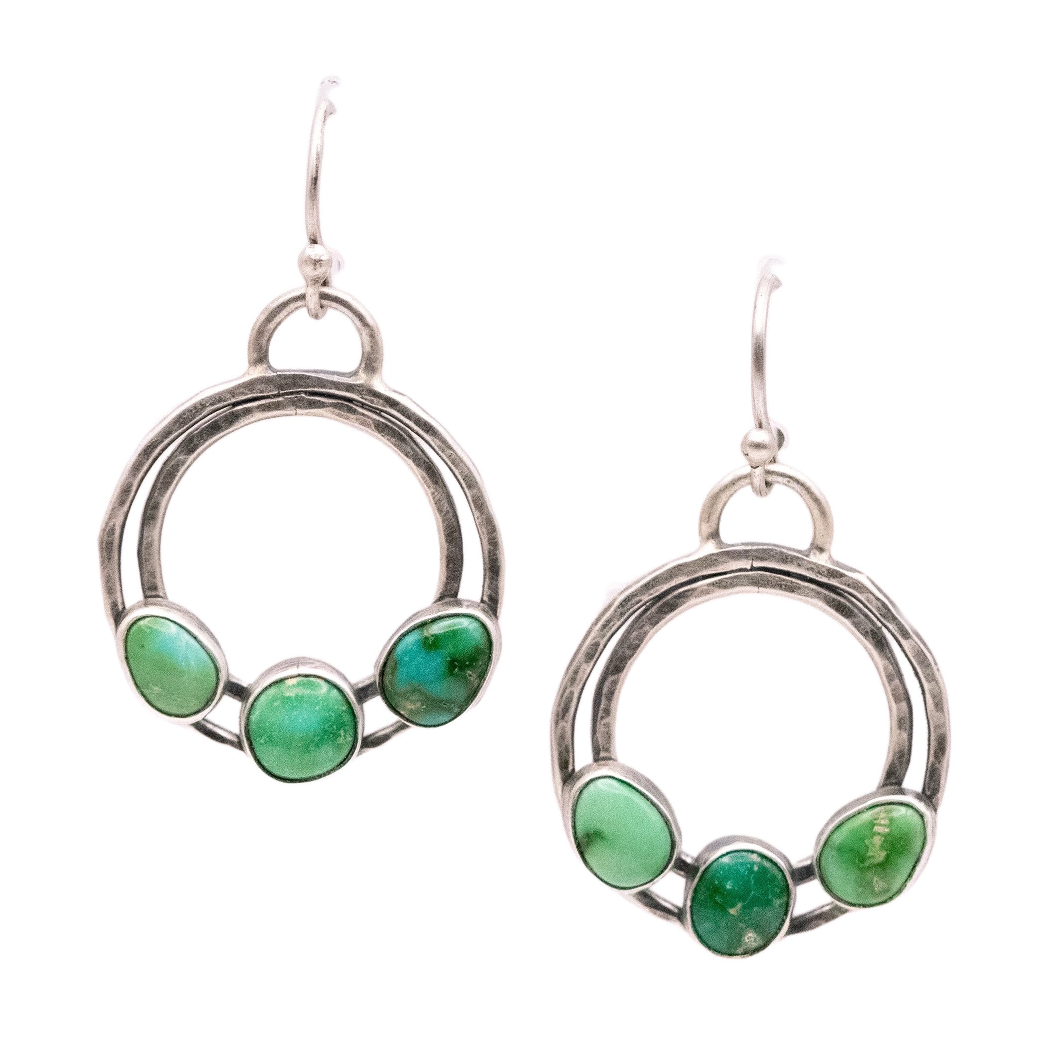 Verde Valley Turquoise & Sterling Silver Hoops Earrings