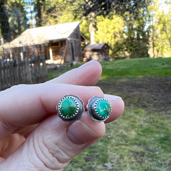 Emerald Valley Turquoise Sterling Silver Scalloped Studs