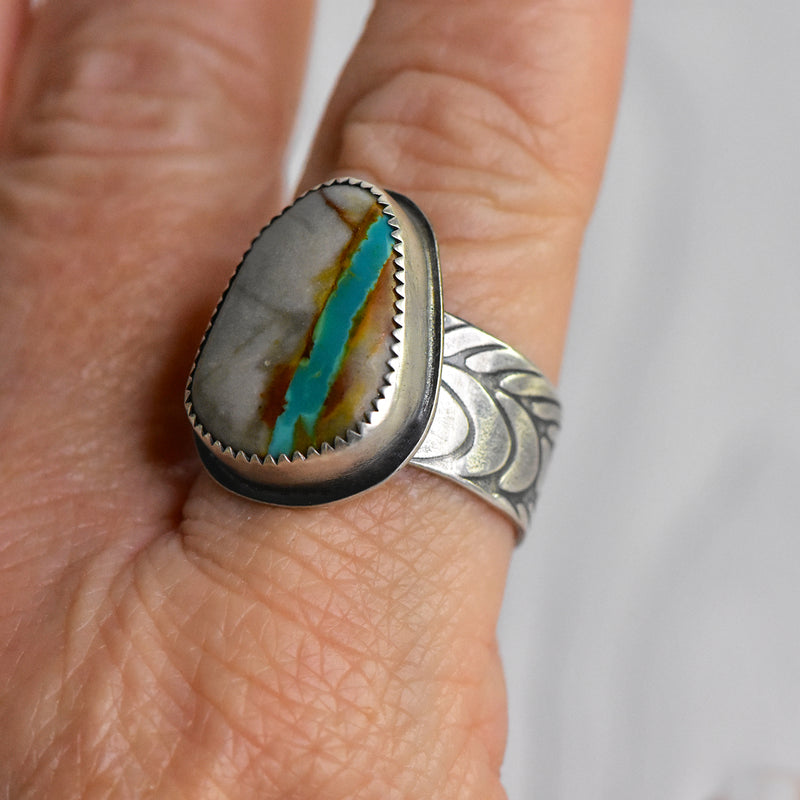 Royston Ribbon Turquoise and Sterling Silver Ring - U.S. Size 10
