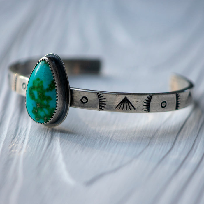 Stamped Sterling Silver Cuff with Sonoran Gold Turquoise