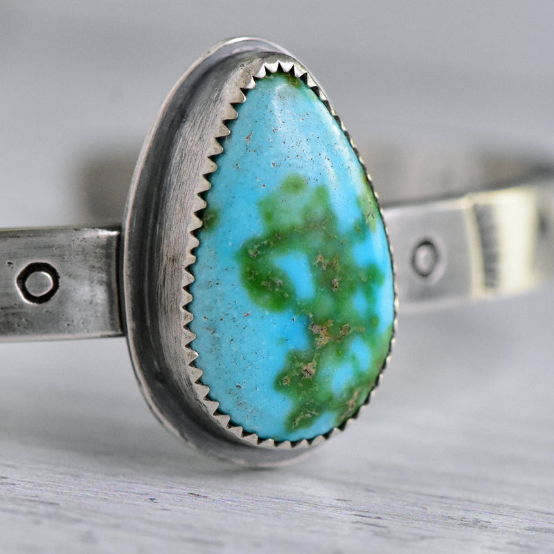 Stamped Sterling Silver Cuff with Sonoran Gold Turquoise