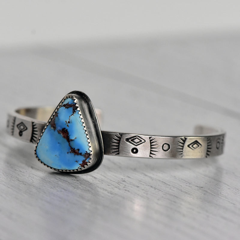 Stamped Sterling Silver Cuff with Golden Hills Turquoise