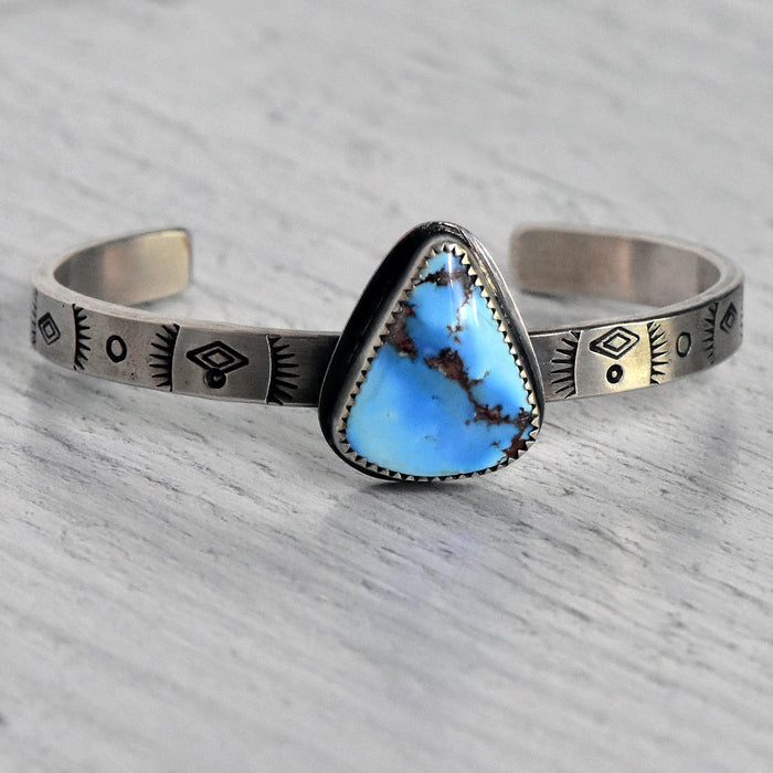 Stamped Sterling Silver Cuff with Golden Hills Turquoise