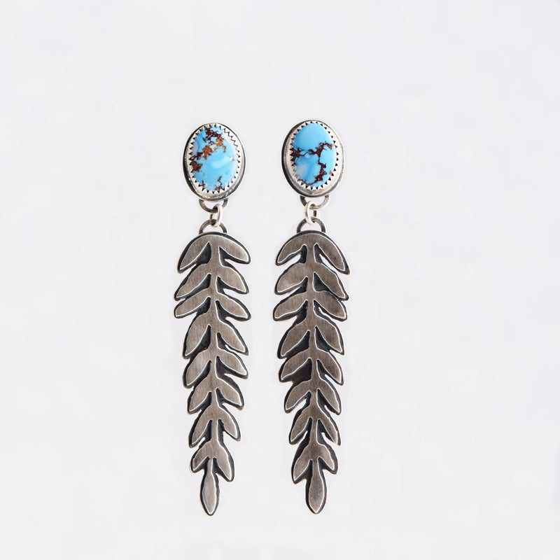 Gold & Turquoise Leaf Earrings - The Naughty Shrew