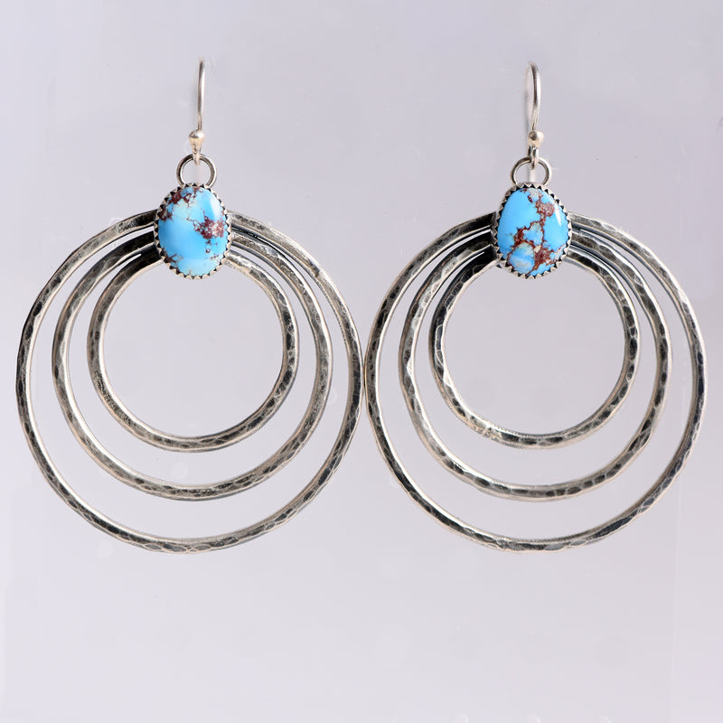 Sterling Silver & Golden Hill Turquoise Ripple Hoops
