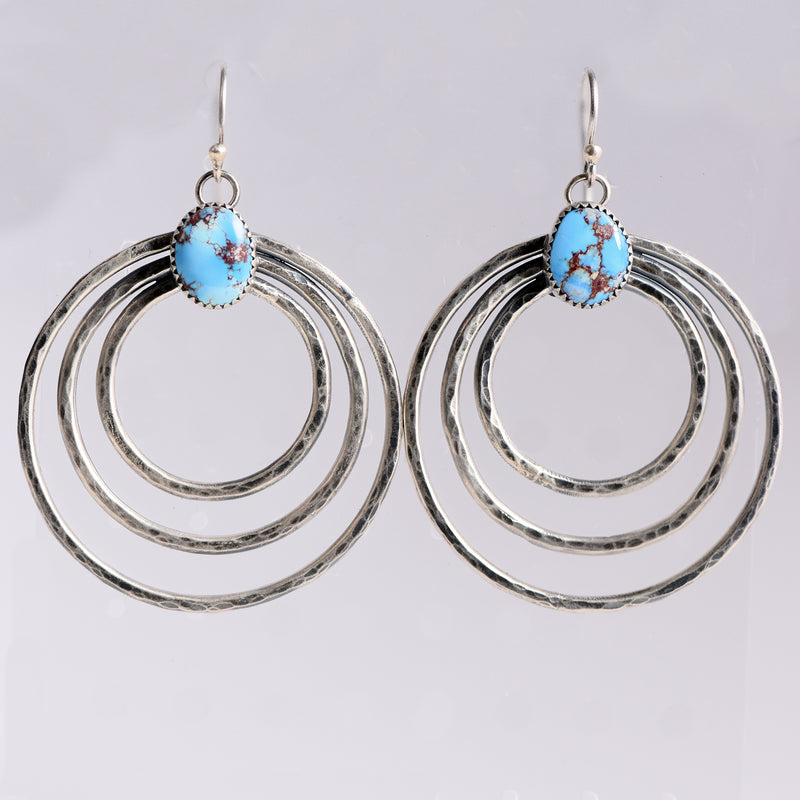 Sterling Silver & Golden Hill Turquoise Ripple Hoops