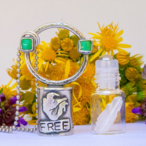 Essential Oil Rollerball  Necklace - Warrior Heart - "FREE"