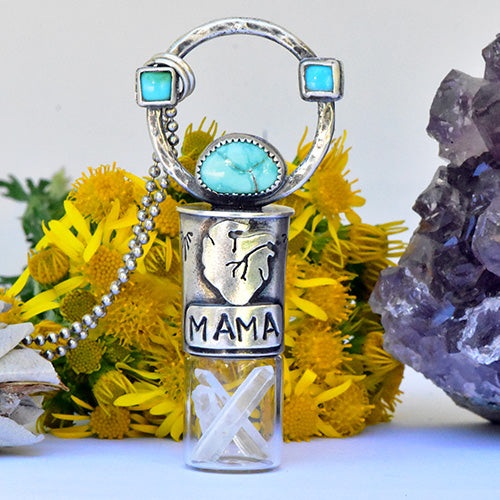 Essential Oil Rollerball  Necklace - Warrior Heart - "MAMA"