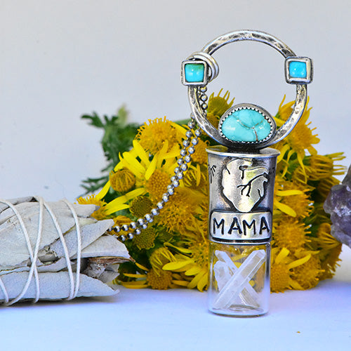 Essential Oil Rollerball  Necklace - Warrior Heart - "MAMA"