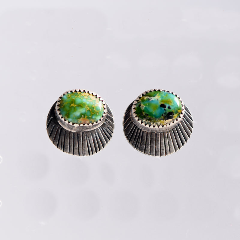 Sonoran Gold Turquoise & Sterling Silver Studs with Sun Rays