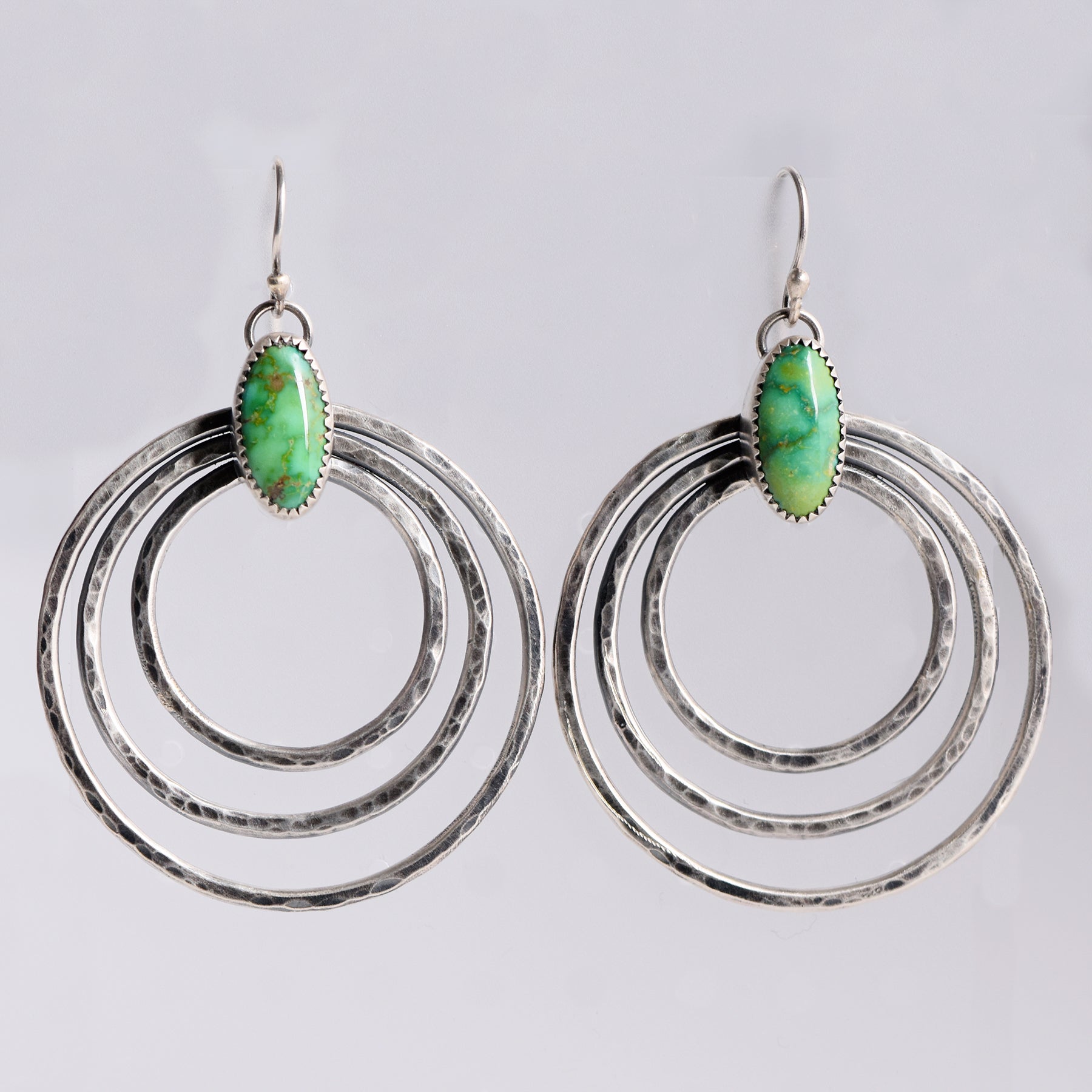 Sterling Silver & Sonoran Gold Turquoise Ripple Hoops