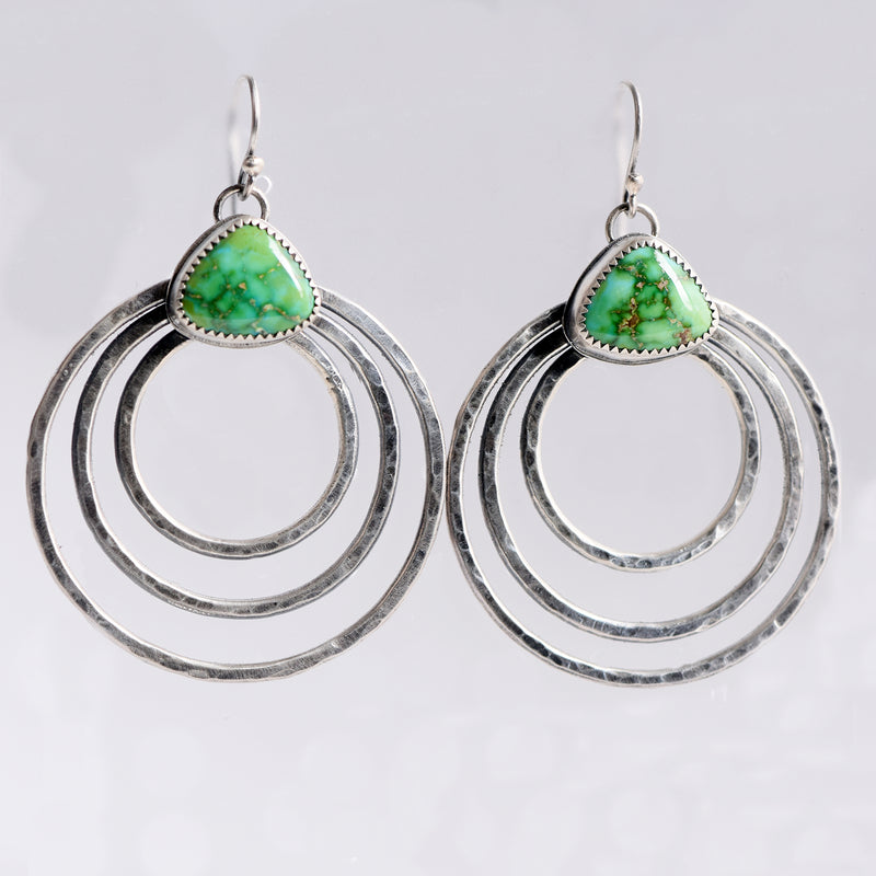 Sterling Silver & Verde Valley Turquoise Ripple Hoops