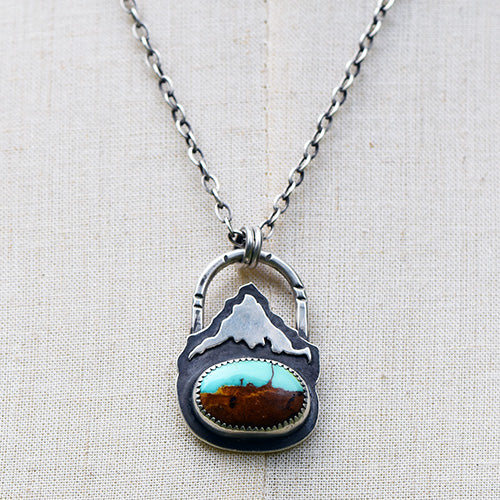 Mountain Keeper // Mt. Hood // Sterling Silver & Royston Ribbon Turquoise Necklace