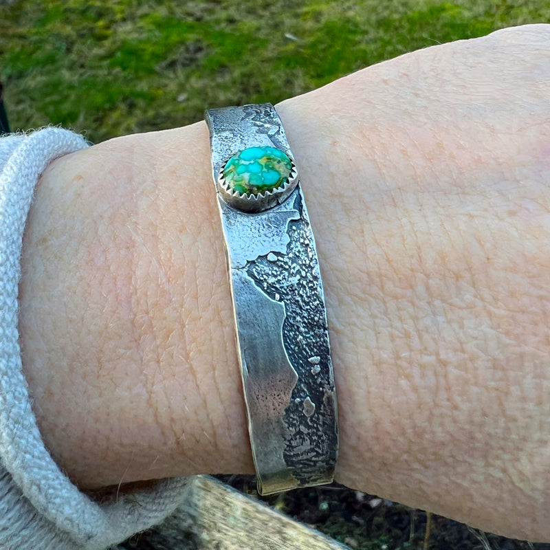 Sterling Silver & Sonoran Gold Turquoise Reticulated Cuff